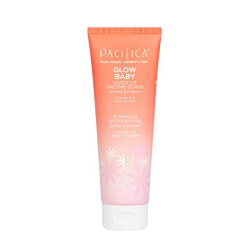Pacifica Beauty, Glow Baby Super Lit Enzyme Face Scrub Exfoliating Face Wash, Vitamin C &amp; Glycolic Acid, Unclog Pores, Brightening, For soft &amp; smooth skin, Microbead Free, Vegan &amp; Cruelty Free