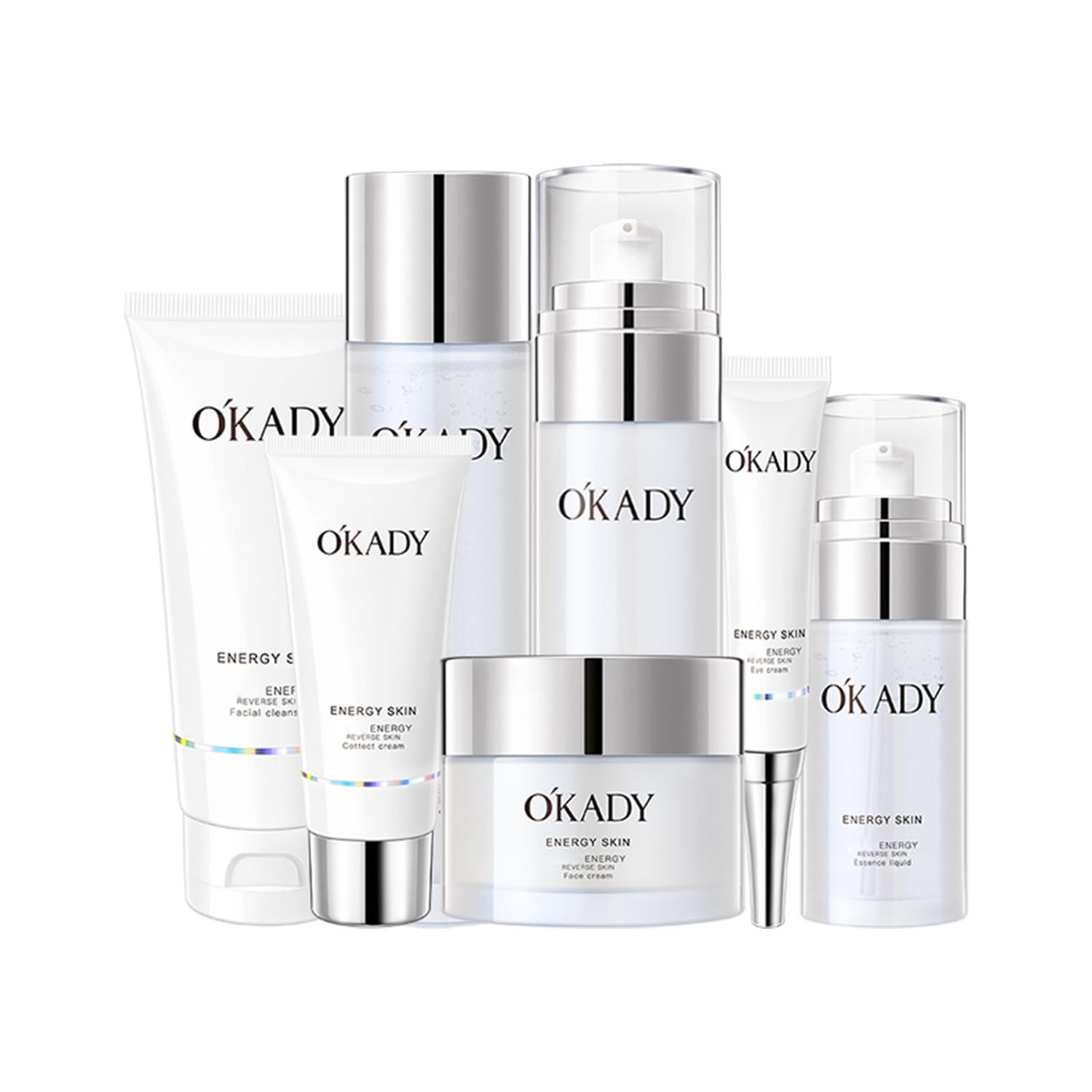 OKADY Anti Aging Facial Skin Care Set Products Skin Beauty Care Skincare Kits With Cleanser,Toner,Serum,Eye Cream,Lotion,Face Cream,Primer Cream Gift Sets Care Package For Women Mother&#39;s Day