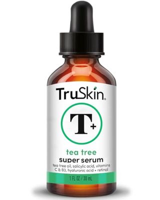 TruSkin Tea Tree Oil for Face - Acne Serum - Unclog Pores, Soothe Breakouts - Blemish Spot Treatment for Smooth, Glowing Skin - Tea Tree Oil for Skin + Salicylic Acid, Niacinamide &amp; Retinol - 1 fl oz