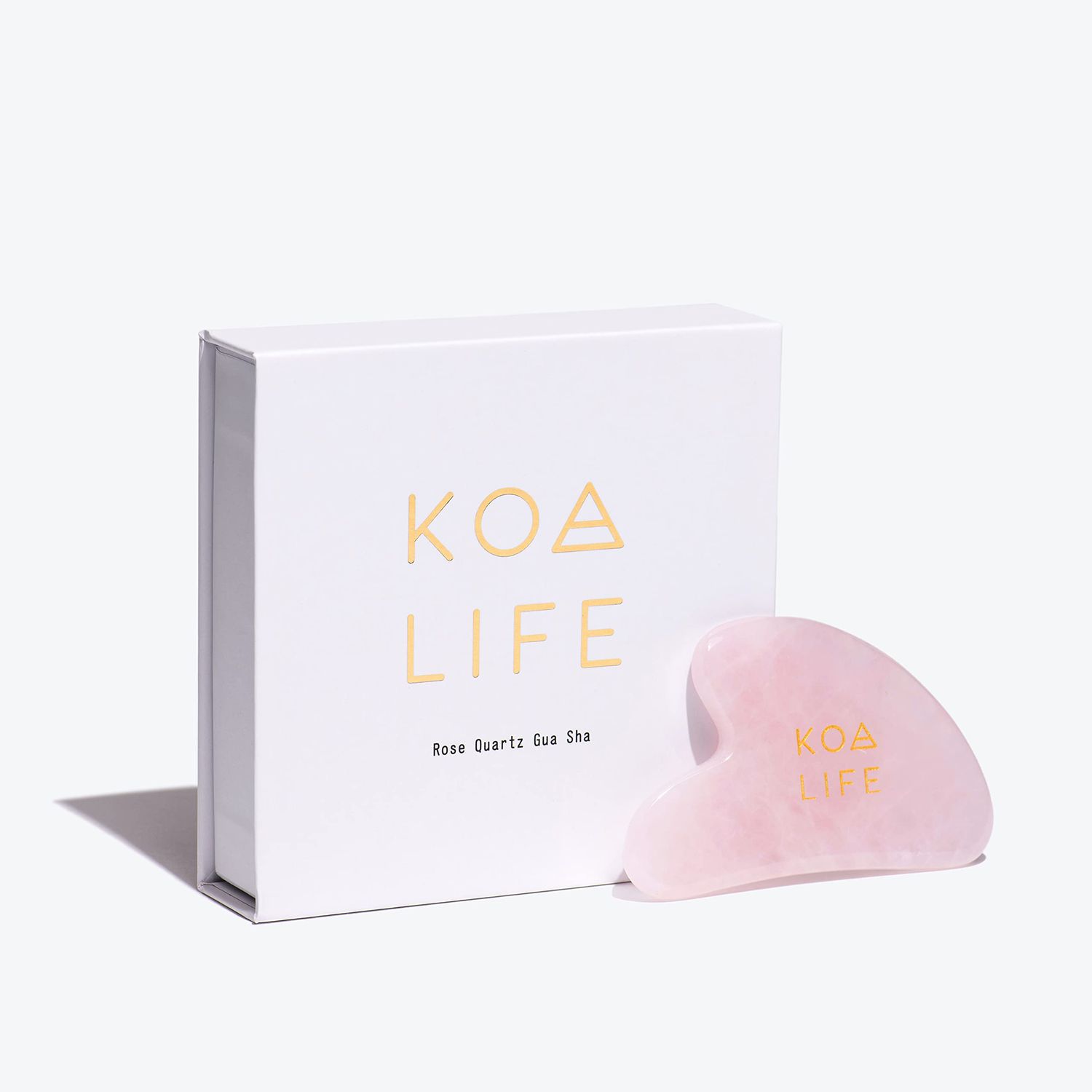 KOA LIFE Rose Quartz Gua Sha - Gua Sha Facial Massage Tool, Lymphatic Drainage, Rose Quartz Face Massager, Detoxifies Skin, Beauty Tool