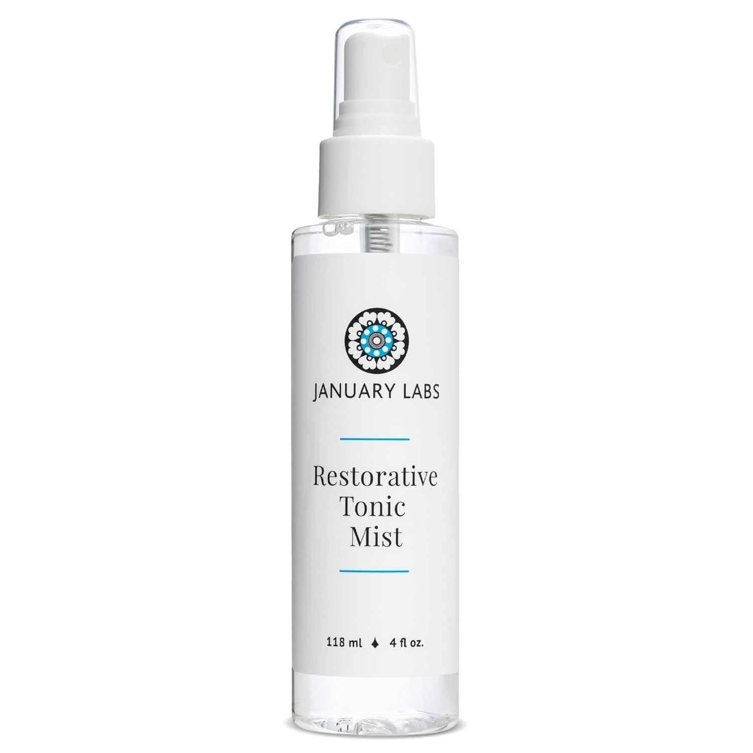 January Labs - Restorative Tonic Mist, Hydro Boost Facial Toner for All Skin Types, Refreshing &amp; Lightweight Antioxidant Face Mist Hydrating Spray, 4 Ounce Bottle