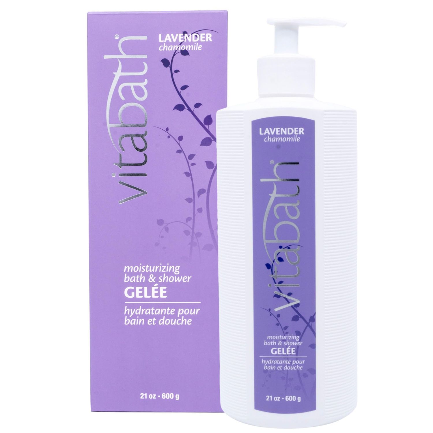 Vitabath Lavender Chamomile Moisturizing Bath &amp; Shower Gel Wash Calming &amp; Hydrating Botanical Skin-Softening Skincare, Body Cleanser &amp; Foaming Gelee - 21 oz