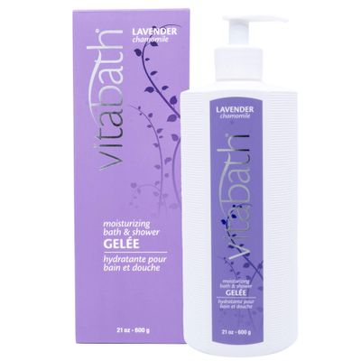 Vitabath Lavender Chamomile Moisturizing Bath &amp; Shower Gel Wash Calming &amp; Hydrating Botanical Skin-Softening Skincare, Body Cleanser &amp; Foaming Gelee - 21 oz