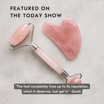 Mount Lai - The Rose Quartz Facial Spa Set | Rose Quartz Face Roller and Gua Sha Set | Gua Sha Tools to Relieve Muscle Tension and Reduce Puffiness | Anti aging skin care sets for women
