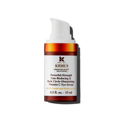 Kiehl&#39;s Powerful-Strength 10% Vitamin C Eye Serum, Line-Reducing &amp; Dark Circle Diminishing Eye Cream, Smooths &amp; Hydrates Undereye, for Puffiness &amp; Lines, with Hyaluronic Acid &amp; Tri-Peptide - 0.5 fl oz