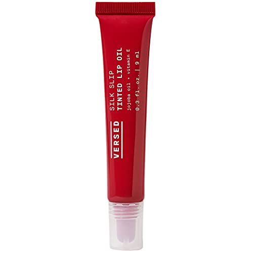 Versed Silk Slip Tinted Lip Oil, Ruby - Sheer Red Lip Tint - Long-Lasting, Moisturizing Makeup with Jojoba + Vitamin E - Helps Smooth + Hydrate Chapped Lips - Vegan Lip Care (0.3 oz)