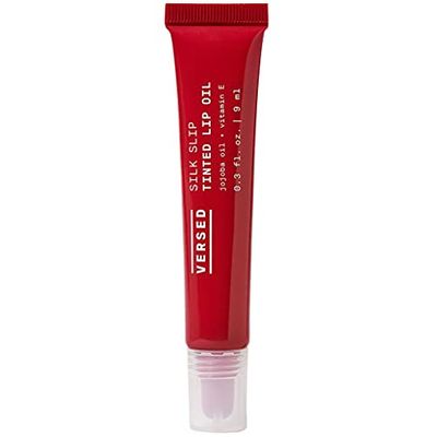Versed Silk Slip Tinted Lip Oil, Ruby - Sheer Red Lip Tint - Long-Lasting, Moisturizing Makeup with Jojoba + Vitamin E - Helps Smooth + Hydrate Chapped Lips - Vegan Lip Care (0.3 oz)