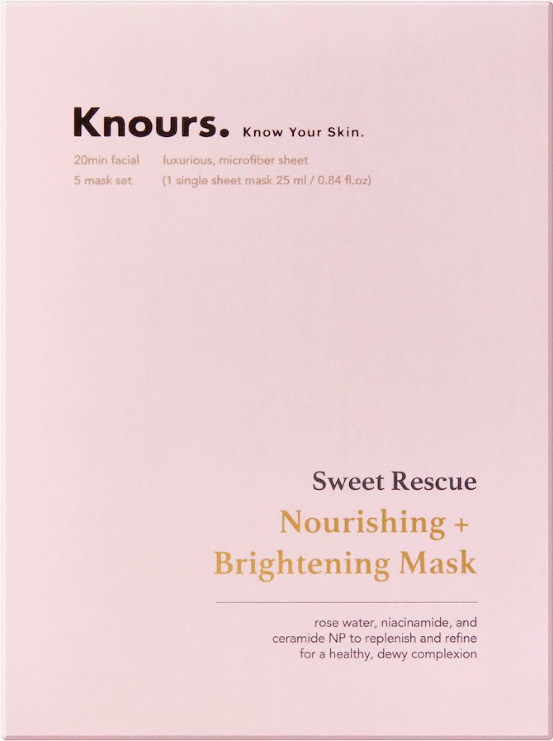 Knours. Nourishing &amp; Hydrating Mask, Rose Water Toning Rejuvenating Facial Nourishing Clean Beauty (5 Count)