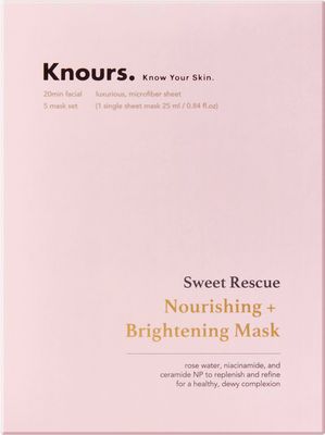 Knours. Nourishing &amp; Hydrating Mask, Rose Water Toning Rejuvenating Facial Nourishing Clean Beauty (5 Count)