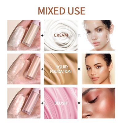 Hocossy Liquid Highlighter Natural Glow For Face &amp; Body, Waterproof Moisturizing Light Liquid Luminizer For Long Lasting Shimmer, Contour Highlighter Stick Easy to Apply with Cushion Applicator