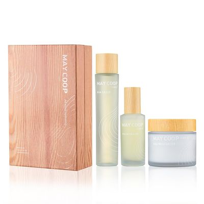 MAY COOP 3 STEP Moisturizing &amp; Hydrating Korean Skincare Set - Raw Sauce Essnce Toner 150ML, Moisturizer Face Cream, Organic Activator Facial Serum All Skin Type