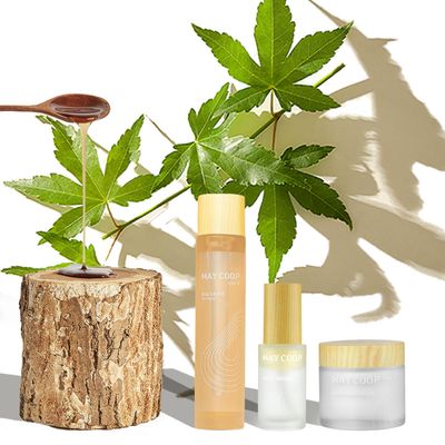 MAY COOP 3 STEP Moisturizing &amp; Hydrating Korean Skincare Set - Raw Sauce Essnce Toner 150ML, Moisturizer Face Cream, Organic Activator Facial Serum All Skin Type