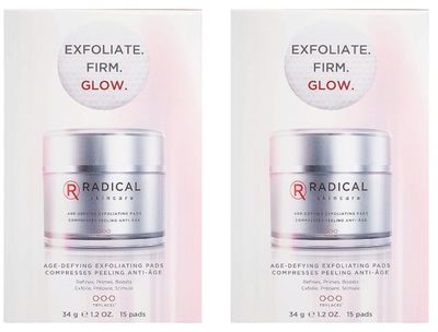 Radical Skincare Age Defying Exfoliating Pads Removes Dead Skin, Evens and Brightens Skin Tone for Radiant Glow | For All Skin Types Including Sensitive Skin | Paraben &amp; Cruelty Free (15 Pads, 2 Pack)