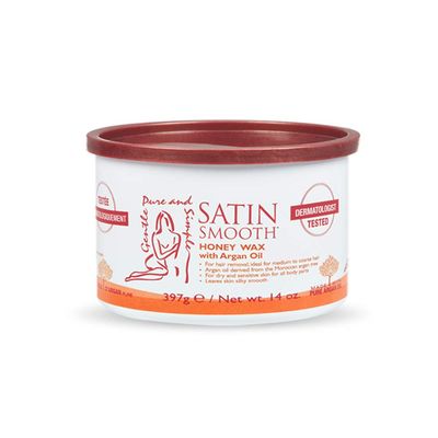 Satin Smooth Honey Hair Removal Wax with Argan Oil, for Medium to Coarse Hair, Full Body Waxing, Ideal for Sensitive Skin, 14oz