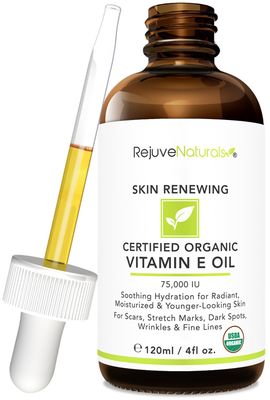 Vitamin E Oil - 100% All Natural &amp; USDA Organic (LARGE 4oz Bottle) Repair Dry, Damaged Skin from Surgery &amp; Acne, Age Spots &amp; Wrinkles. For Radiant, Hydrated &amp; Youthful Skin. Face &amp; Body Moisturizer