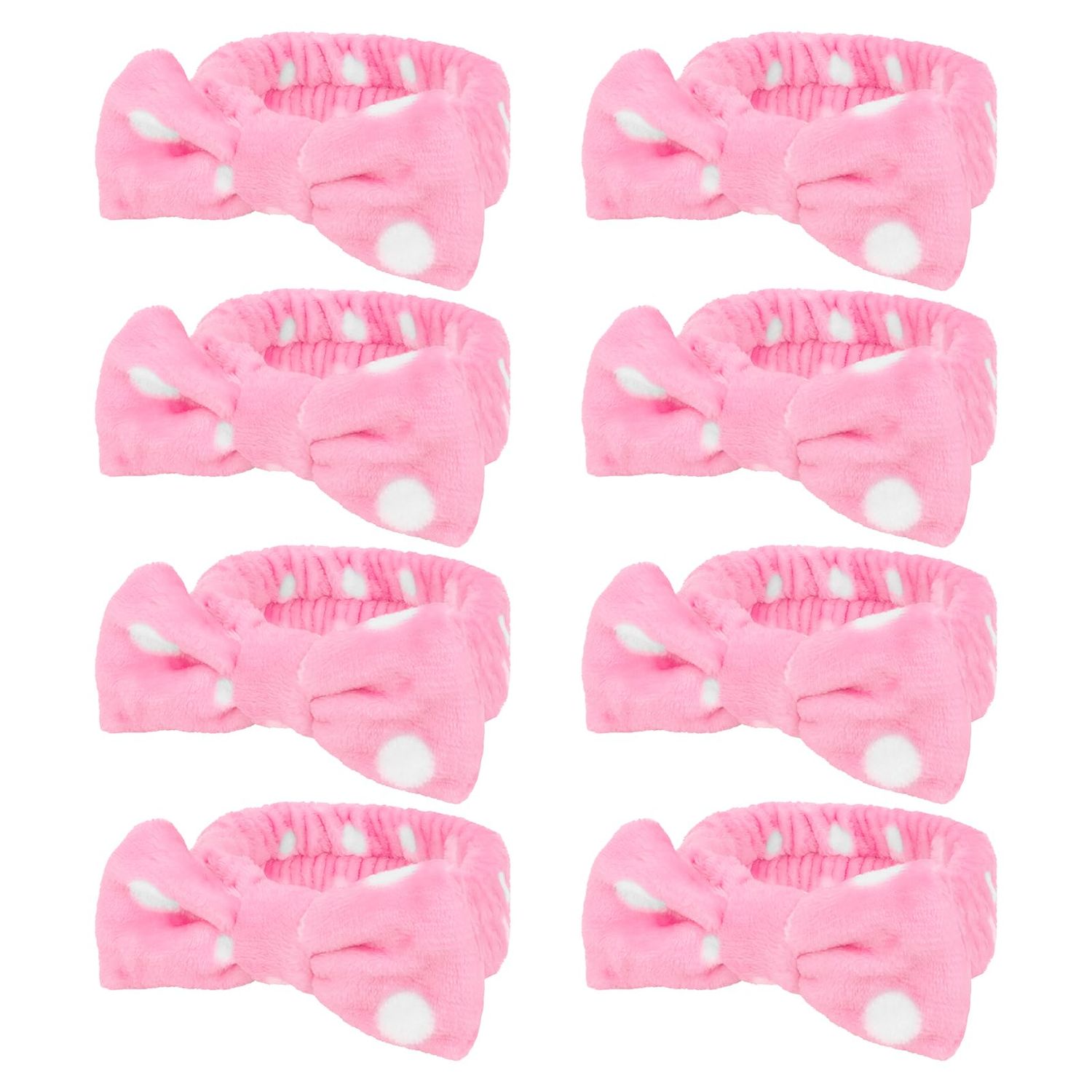 Jaciya Spa Makeup Headband Skincare Headband for Washing Face Spa Gifts for Women 8 Packs Bachelorette Party Favors Wedding Hair Accessories(Pink with White Polka Dots)