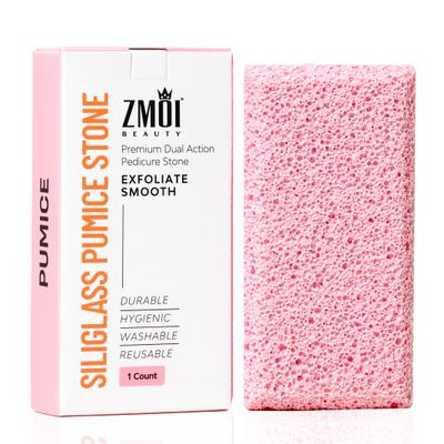 ZMOI Siliglass Pumice Stone Callus Remover for Feet, Elbows, Hands, and Knees, Spain Made - 2 in 1 Pedicure Exfoliator and Scrubber for Rough, Hard Skin (1 Pack)
