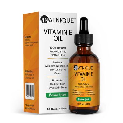 Vitamin E Oil 1oz 100% Natural Oil for Nails, Hair, Face, Eyebrows, Eyelashes, Hair &amp; Body Oil. Non-GMO, Natural D-Alpha Tocopherol Face Oil, Nail Growth Oil, Vitamin E Oil for Skin