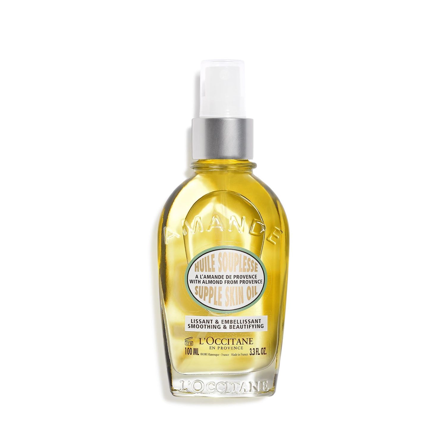 L&#39;OCCITANE Almond Supple Skin Oil 3.3 Fl. Oz: Improve Appearance of Stretch Marks, Soften Skin, Velvety, Firmer-Looking Skin, Irresistible Aroma