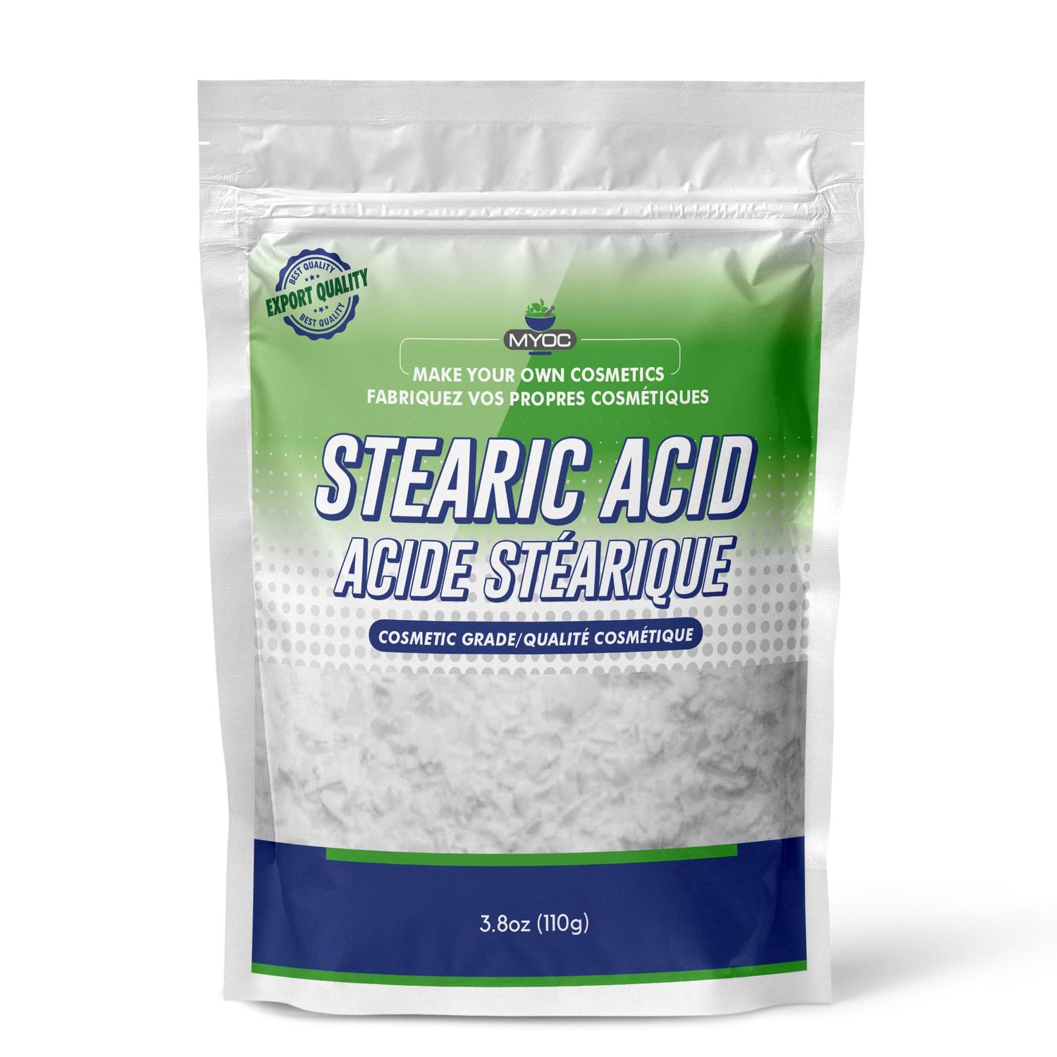 MYOC white stearic acid powder (110gm) cosmetic grade, soap, cream, lotion, detergent, shaving cream shampoo.