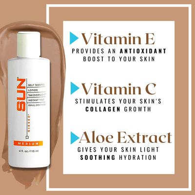 Sun Laboratories By Giesee Tan Overnight Sunless Tanning Lotion 4 oz - Organic Self Tanner, Long Lasting Tanning Lotion, Natural Body Lotion for Sunless Tan, Face &amp; Body Self Tanner