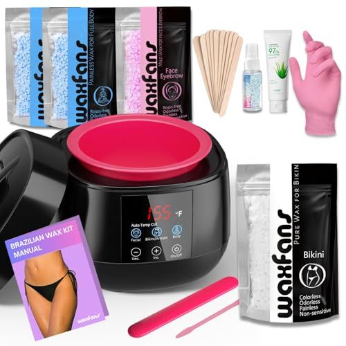 Smart Waxing Kit for Women with Auto Temperature Control,Wax Kit Wax Warmer for Hair Removal,Gentle Wax Beads on Bikini, Facial, for Sensitive Skin