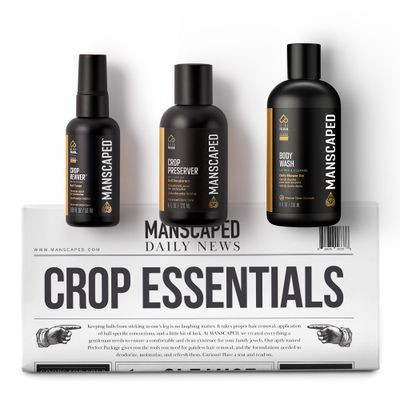 MANSCAPED Crop Essentials, Male Care Hygiene Bundle, Includes Crop Cleanser Invigorating Body Wash, Crop Preserver Moisturizing Ball Deodorant, Crop Reviver Body Toner and Disposable Shaving Mats