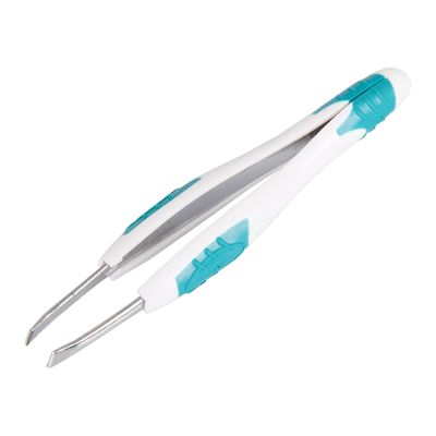 LEADER Tweezers Slant Tip Precision, Easy Grip, Non-Slip Rubber, Stainless Steel, Great Precision for Eyebrows, Facial Hair, Splinter and Ingrown Hair Removal