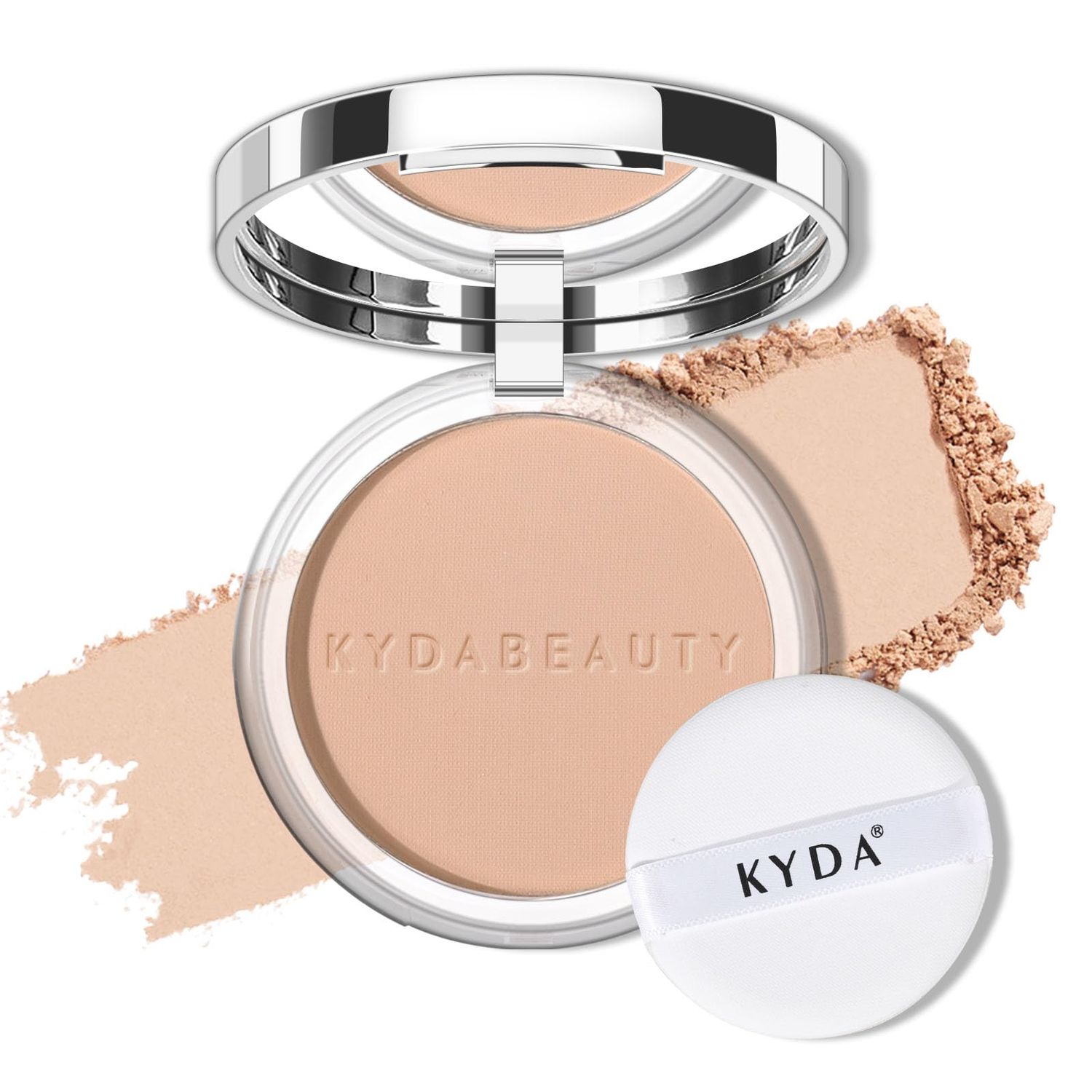 KYDA Mineral Powder, 4-in-1 Pressed Mineral Powder Foundation, SPF 35, Matte Powder Foundation with Concealer and Setting Makeup, Lightweight Flawless Coverage, MEDIUM