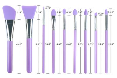 LORMAY 9 Pcs Silicone Makeup Brush Set: Applicator for Face Care, Eyeliner, Eyebrow, Eye Shadow, Lip Makeup and UV Epoxy Resin Crafts (Purple)
