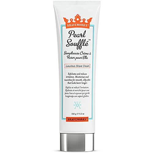 Shaveworks Pearl Souffl Shaving Cream for Women - Soothing, Hydrating Shave Lotion for Legs, Underarms, Bikini Area - Reduces Irritation, Slows Future Hair Growth 5.3 Fl Oz