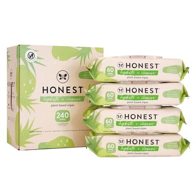 The Honest Company Hydrate + Cleanse Naturally Scented Wipes | Cleansing Multi-Tasking Wipes | 99% Water, Plant-Based, Hypoallergenic | Aloe + Cucumber, 240 Count
