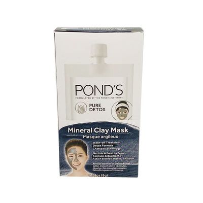 Pond&#39;s Pure Detox Mineral Charcoal Clay Mask with 100% Natural Moroccan Clay, 0.28 oz (6 Sachets)