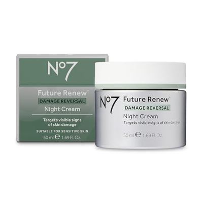 No7 Future Renew Damage Reversal Night Cream - Hydrating Face Moisturizer &amp; Firming Cream to Reverse Visible Signs of Skin Damage - Dermatologist Approved and Suitable for Sensitive Skin (1.69 Fl Oz)