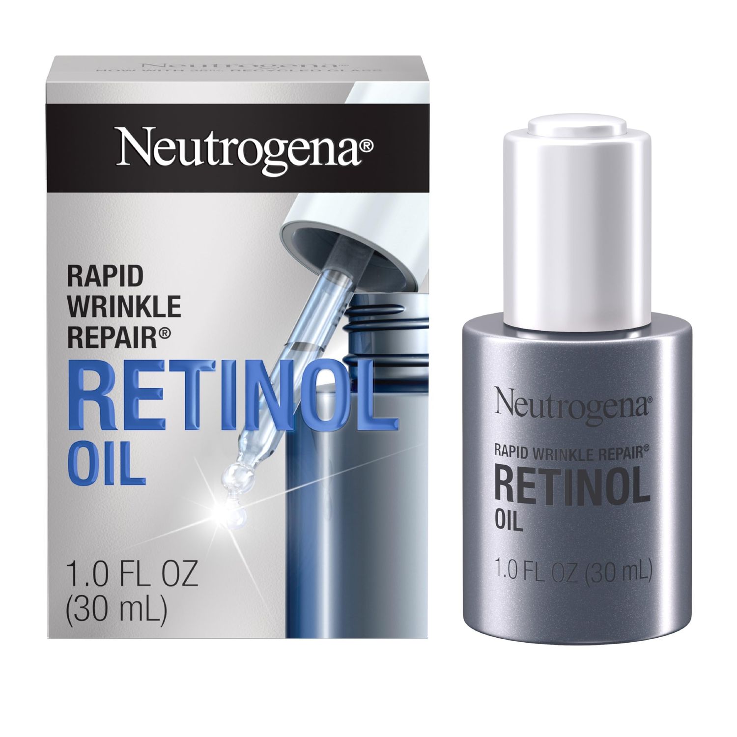 Neutrogena Retinol Face Oil .3% Concentrated, Rapid Wrinkle Repair, Daily Anti-Aging Face Serum to Fight Fine Lines, Deep Wrinkles, &amp; Dark Spots, 1.0 fl. oz