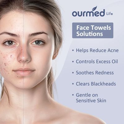 Ourmed Life Disposable Face Towels, 300 Count - Ultra Soft, Biodegradable Makeup Remover Wipes for Sensitive Skin, Clean Skincare Towels,Lint- free and Gentle Facial Towels for Daily UseDot texture