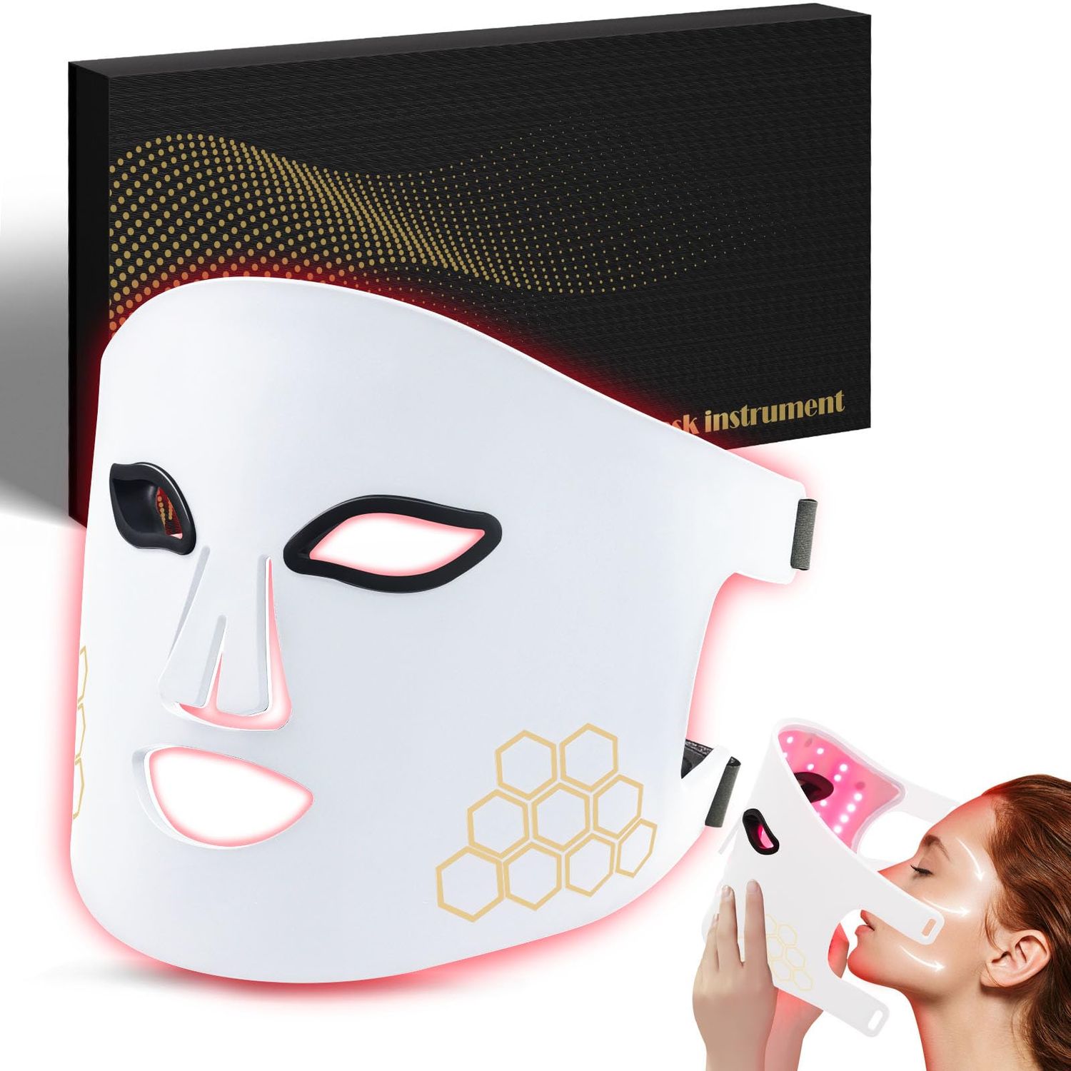 YOEYOU Red Light Therapy for Face, Infrared LED Face Mask Light Therapy 4 Light Waves with 850nm Near Infrared, Portable Rechargeable Red Light Therapy Mask Skincare Device for Facial Rejuvenation