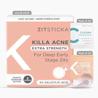 ZitSticka Extra Strength Killa Acne Patches for Face - World&#39;s Most Potent Pimple Patch with Fast-Acting Microdarts - Starts Working within 2 Hours for Deep, Early-Stage Zits &amp; Blemish - 20 Count
