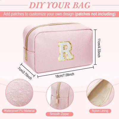 Sweetude 10 Pcs Preppy Makeup Bag Bulk Cosmetic Bag Valentine's Day Gift Return Gifts for Women DIY Toiletry Bag Birthday Gift PU Leather Skincare Pouch Small Makeup Bag(Rose Gold)