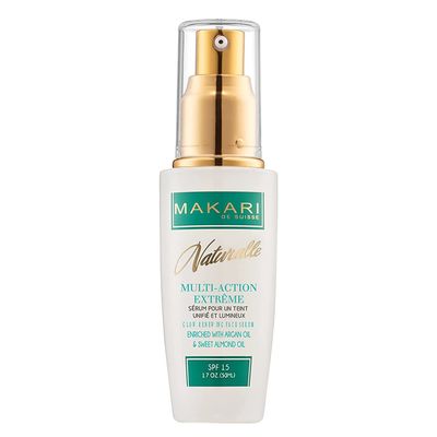 Makari Naturalle Multi-Action Extreme Skin Brightening Serum (1.7 oz) | Brightening Treatment for Dark Spots and Under Eye Circles | Moisturizer for Dry and Irritated Skin with Argan Oil and SPF 15