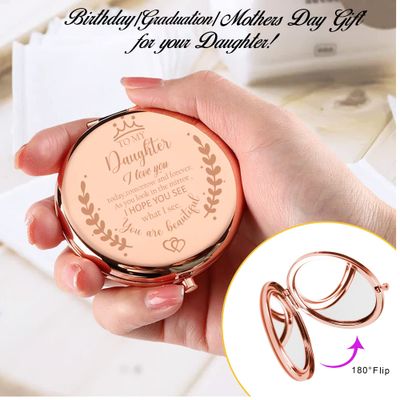 Soulpetals Daughter Gift from Mom, Birthday Gifts for Daughter Adult, Gifts for Daughters from Mothers, Daughter Wedding Gift from Mom to My Daughter Makeup Compact Mirror