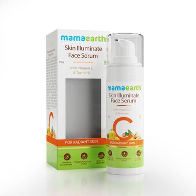 Mamaearth Vitamin C Skin Illuminate Face Serum | with Turmeric for Radiant Skin | Radiance Serum to Reduce Fine Lines &amp; Wrinkles | No Paraben &amp; Silicone | 1.01 Fl Oz/30ml