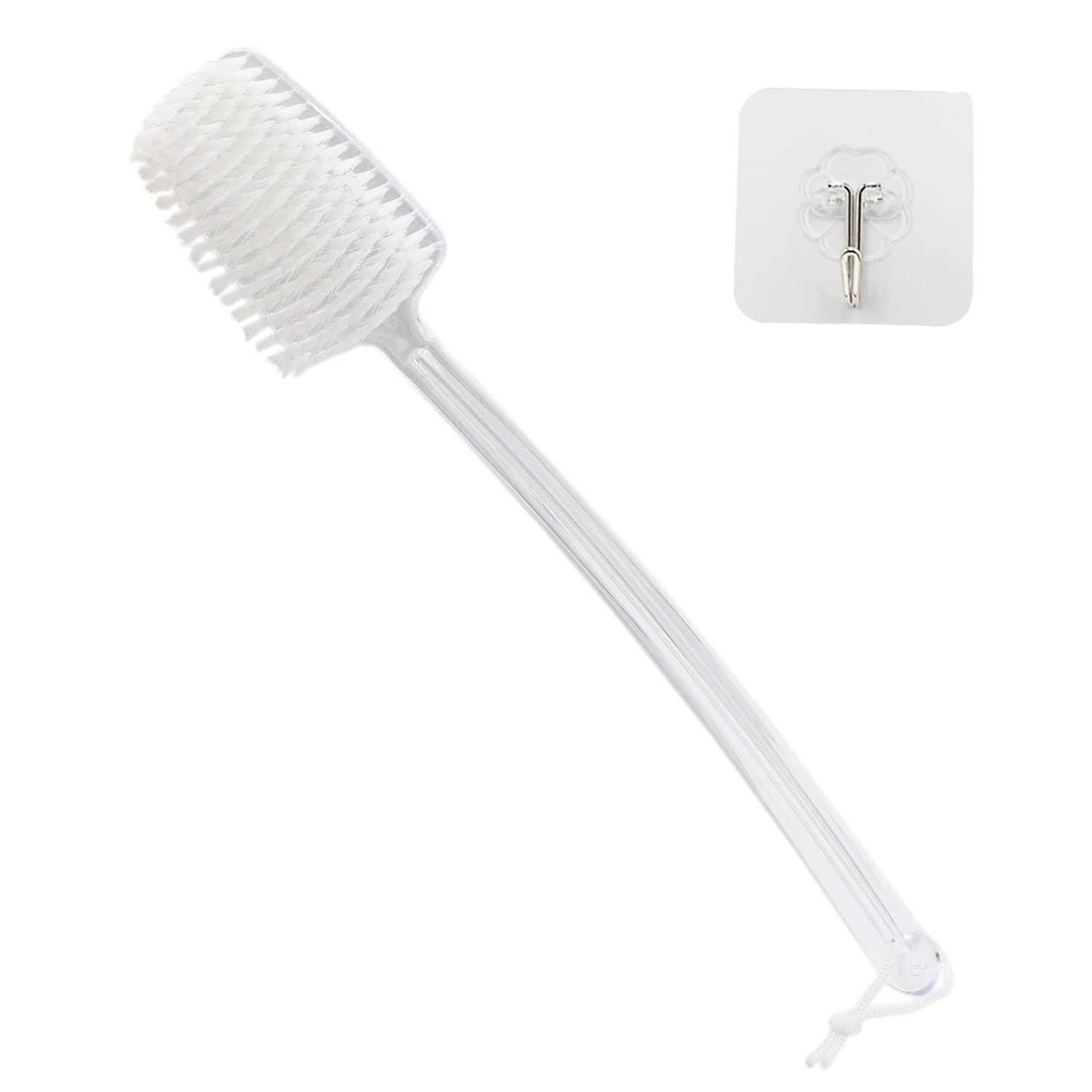 Mczxon Bath Body Back Shower Brush with Curved Long Handle for Exfoliating Skin Improve Blood Circulation, Clear Back Scrubber Bath Wet or Dry Brushing Body Brush for Shower Women Men