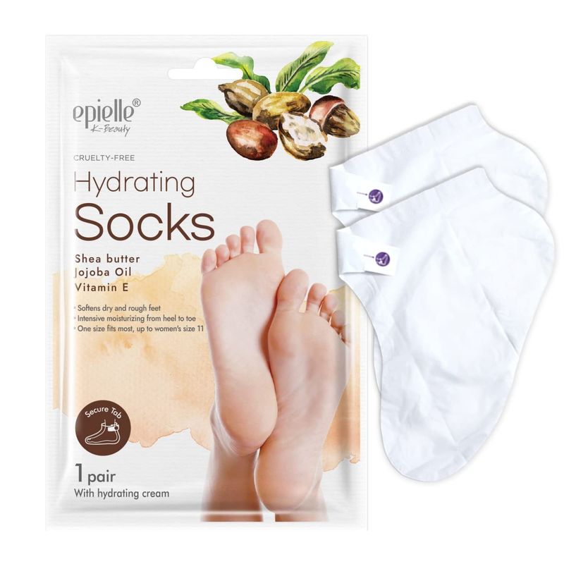 New Epielle Hydrating Foot Masks | 6 Pack Socks | For Cracked Feet, Dry Heels, Toes &amp; Calluses | Shea Butter, Jojoba Oil, Vitamin E | Korean Skincare