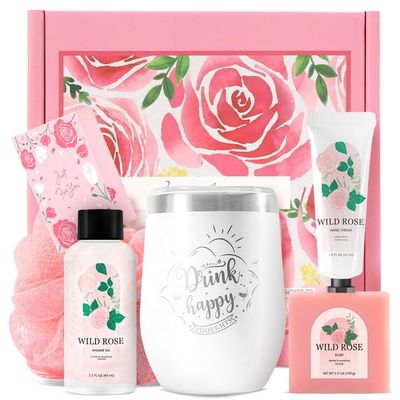 Spa Gifts for Women Bff Love Bath Sets for Women Gift, Rose 6pc Bath and Body Gift Sets for Women, Self Care Gifts for Women Christmas Gifts for Women