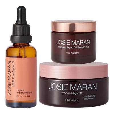 Josie Maran Head-to-Toe Hydration Kit - Whipped Argan Oil Body Butter, Whipped Argan Oil Face Butter &amp; Pure Argan Oil - Hydrating Skincare Set for Soft, Smooth Skin - Face &amp; Bodycare Set (11.4 Ounces)