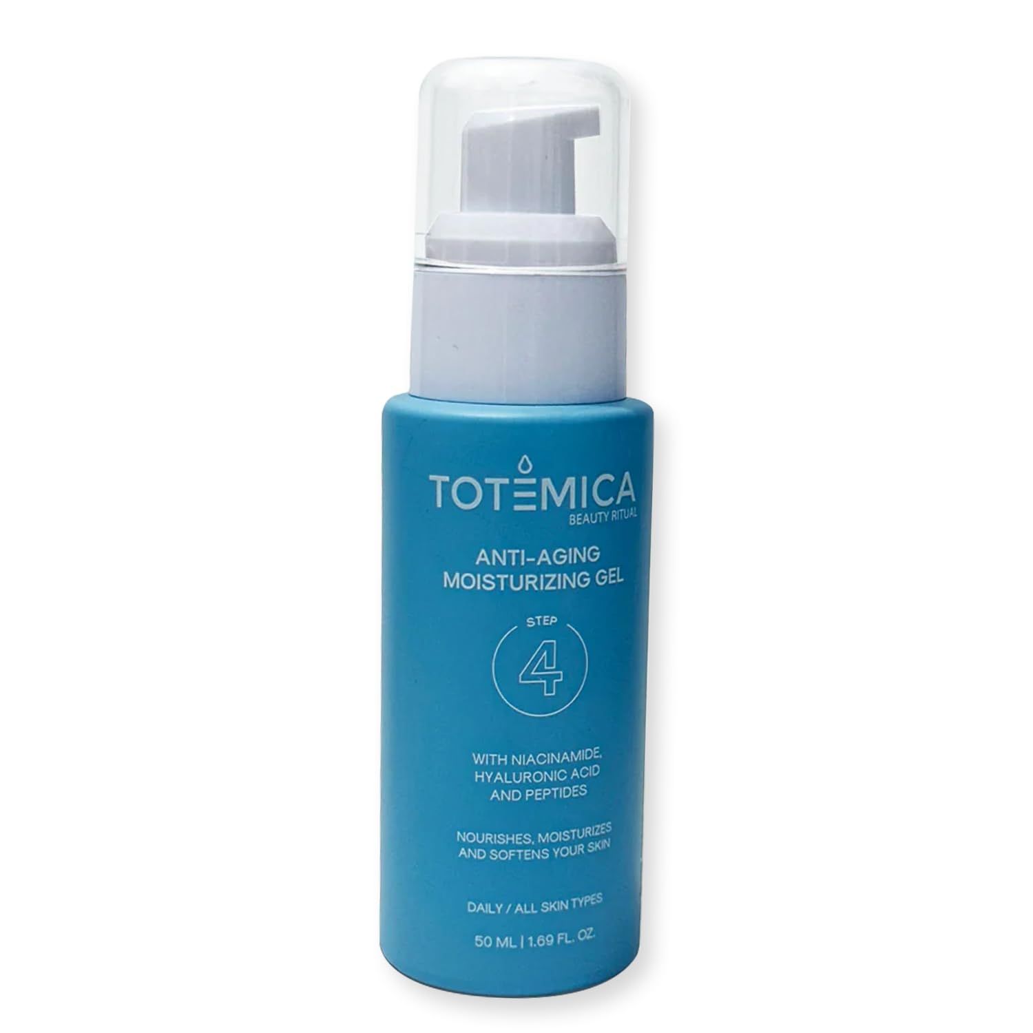 TOTEMICA Anti-Aging Moisturizing Gel with Niacinamide, Hyaluronic Acid &amp; Peptides - Hydrating &amp; Firming Gel for All Skin Types - Vegan, Cruelty-Free (1.69 Fl Oz)