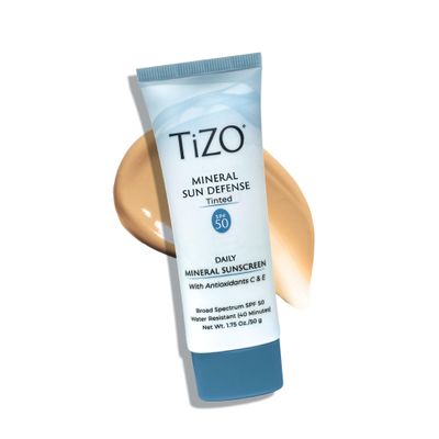 TiZO Mineral Sun Defense | Tinted | Broad Spectrum SPF 50 | UVA and UVB protection | Gentle protection for daily use | All Skin Types | 1.75 oz/50 g