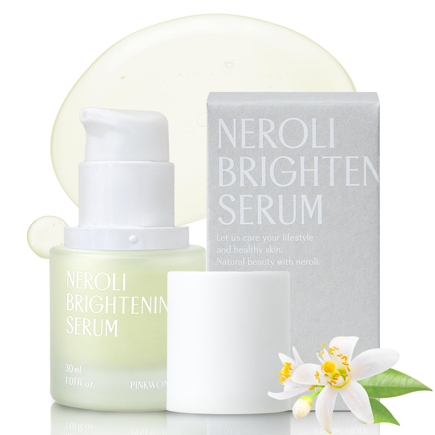 PINKWONDER Neroli Serum 1.01oz (30ml), Niacinamide and Neroli Extract for Glowing Skin, Improve Uneven Skin Tone, Hydrating and Radiance, Suitable for Sensitive Skin, Korean Skincare