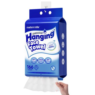 Matern&#39;ella Hanging Face Towel 166 Counts Facial Cleansing Dry Wipes Thickened Makeup Remover Disposable Soft Face Towelettes for Sensitive Skin Fragrance Free Alcohol Free Wet and Dry Dual Use